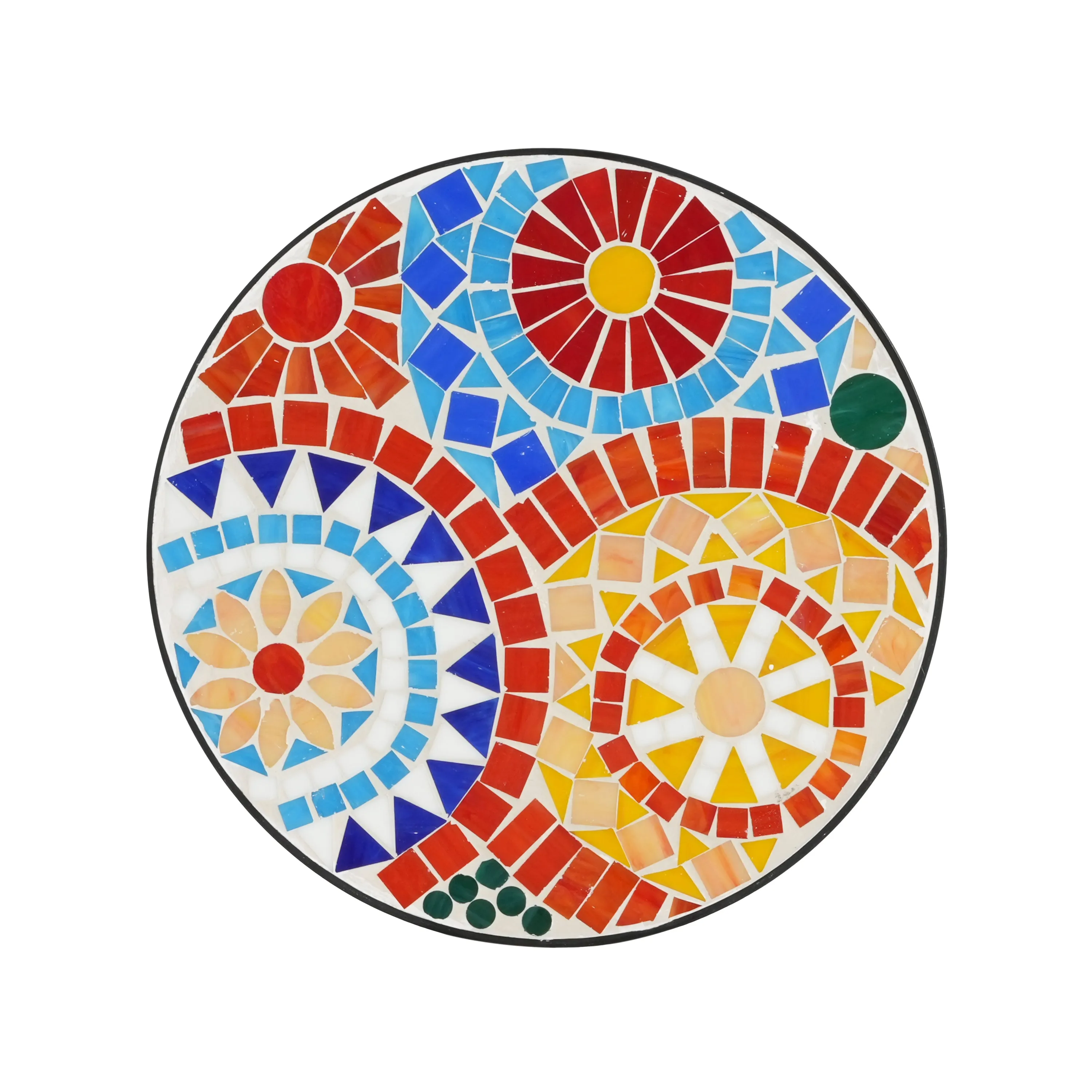 French Country Floral Tile Outdoor Side Table  14" Round Ceramic Top