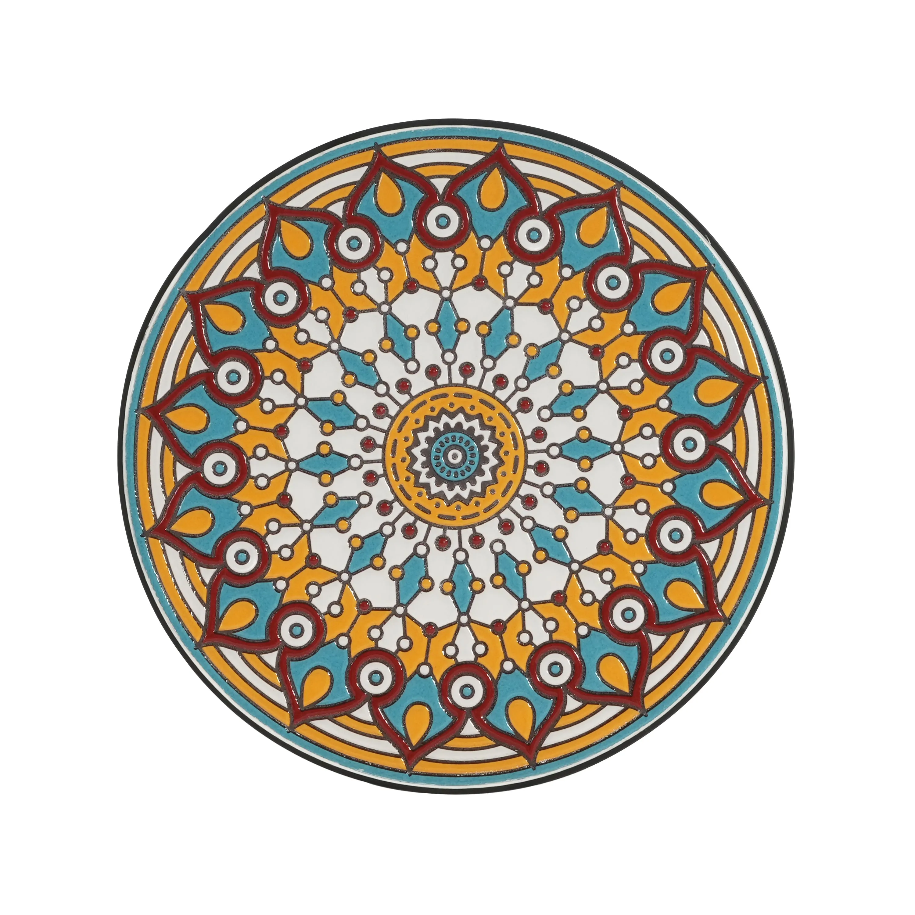 French Country Floral Tile Outdoor Side Table  14" Round Ceramic Top
