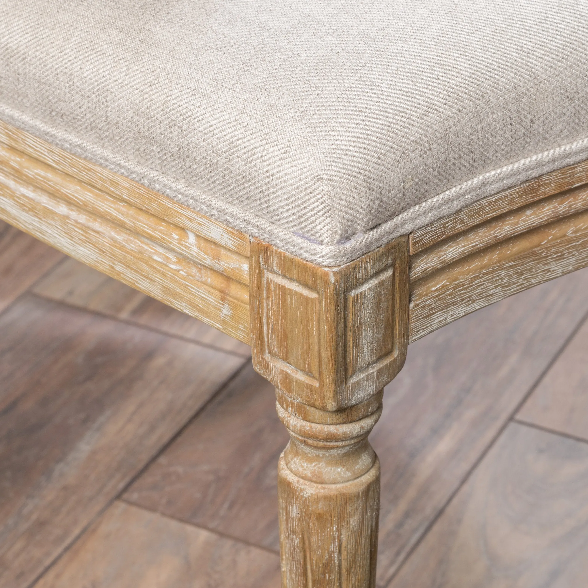 French Country Upholstered Weathered Wood Dining Chair (Set of 2) - NH852003