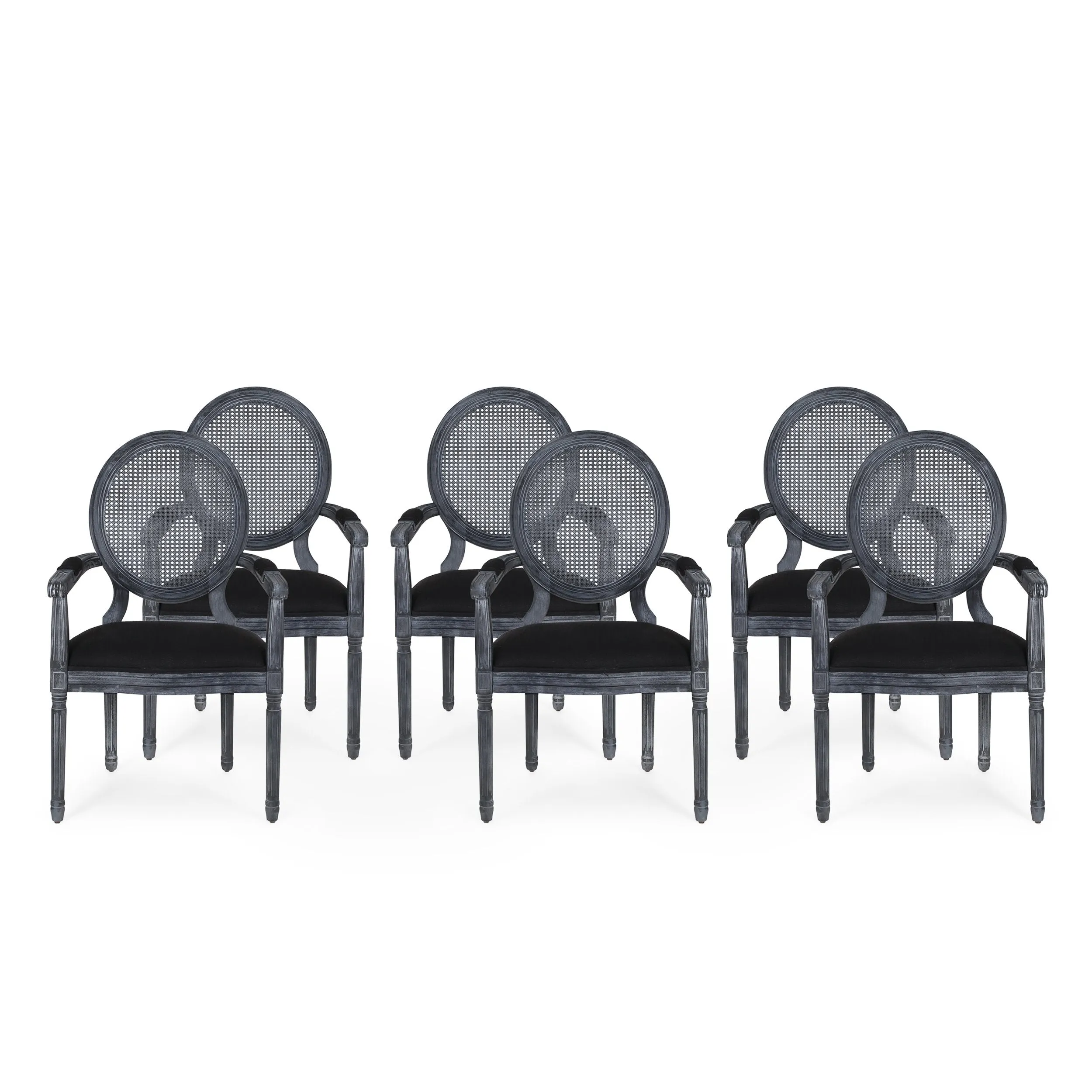 French Country Wood and Cane Upholstered Dining Chair - NH651513