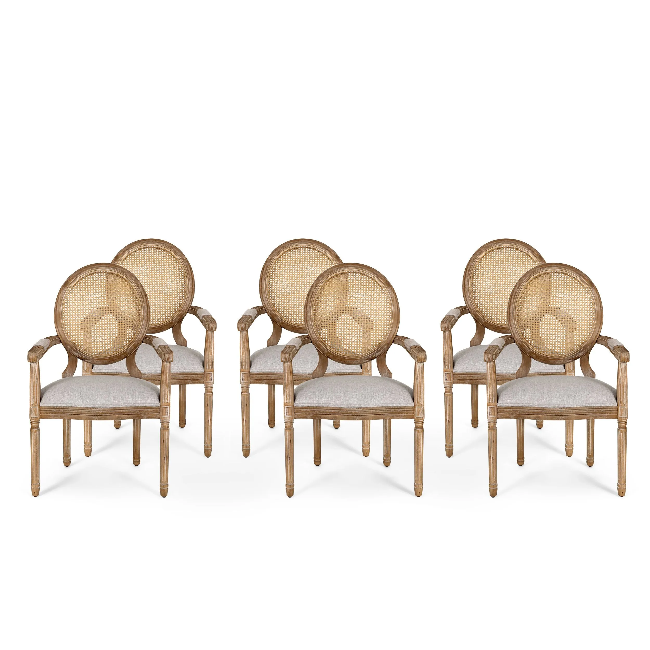 French Country Wood and Cane Upholstered Dining Chair - NH651513