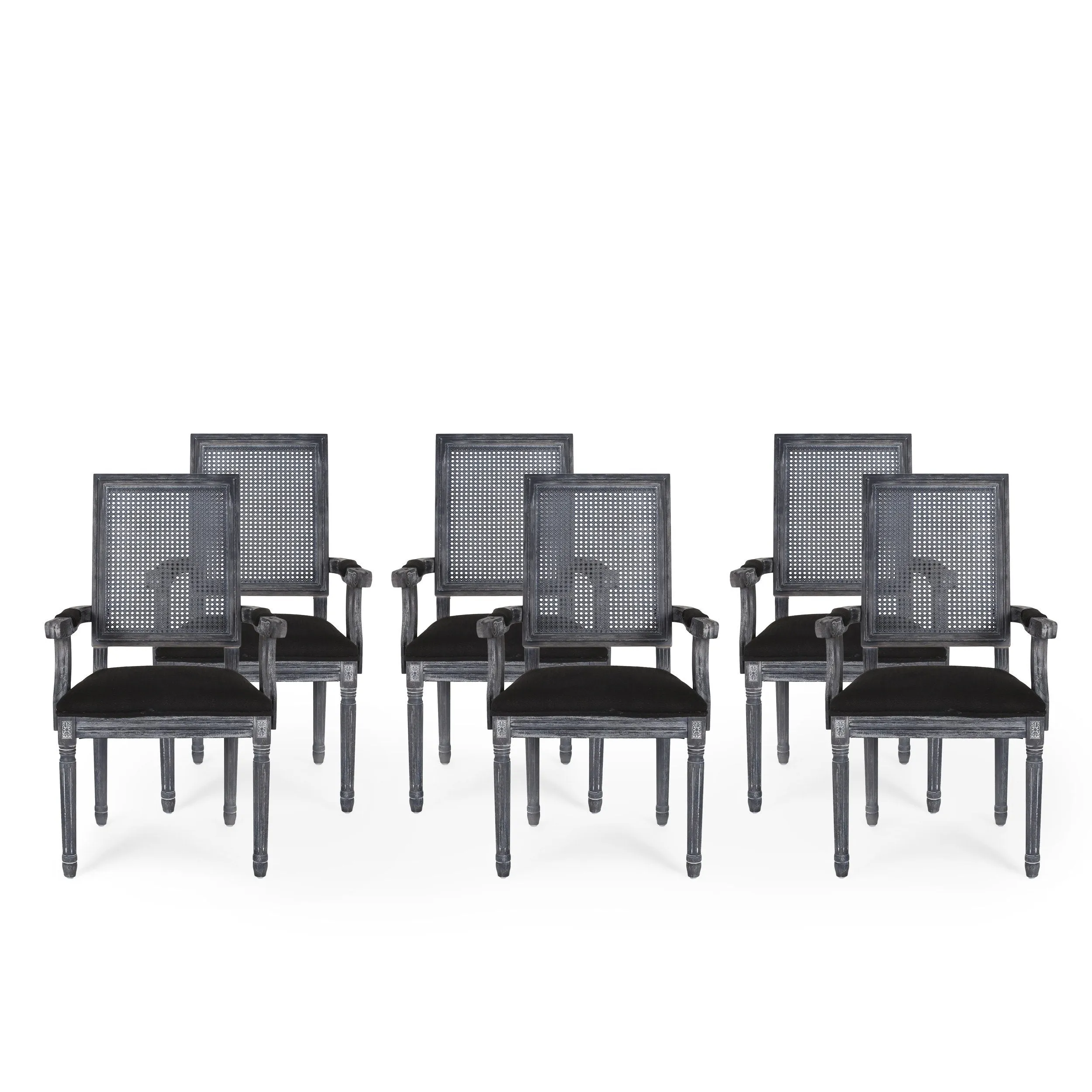French Country Wood and Cane Upholstered Dining Chair - NH721513