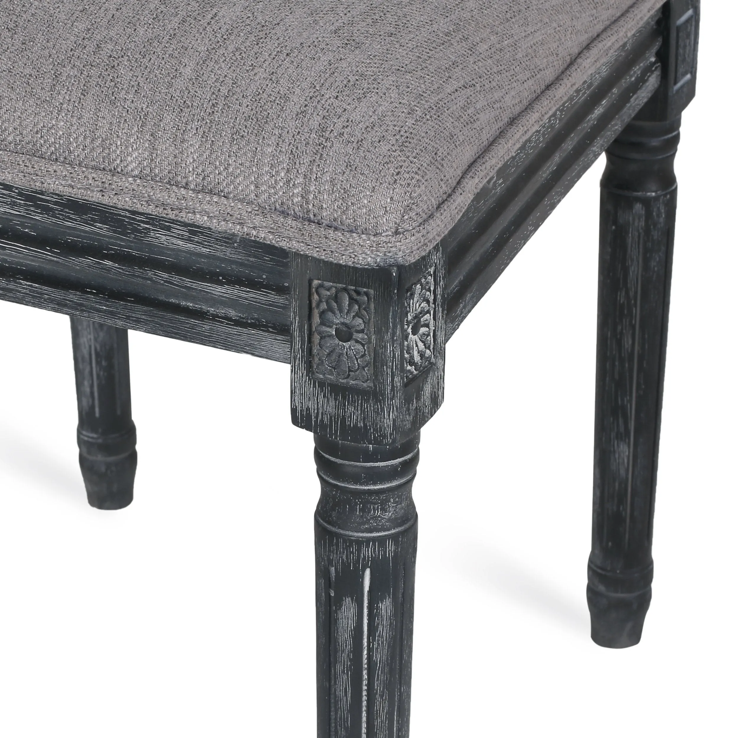 French Country Wood and Cane Upholstered Dining Chair, Set of 2 - NH784513