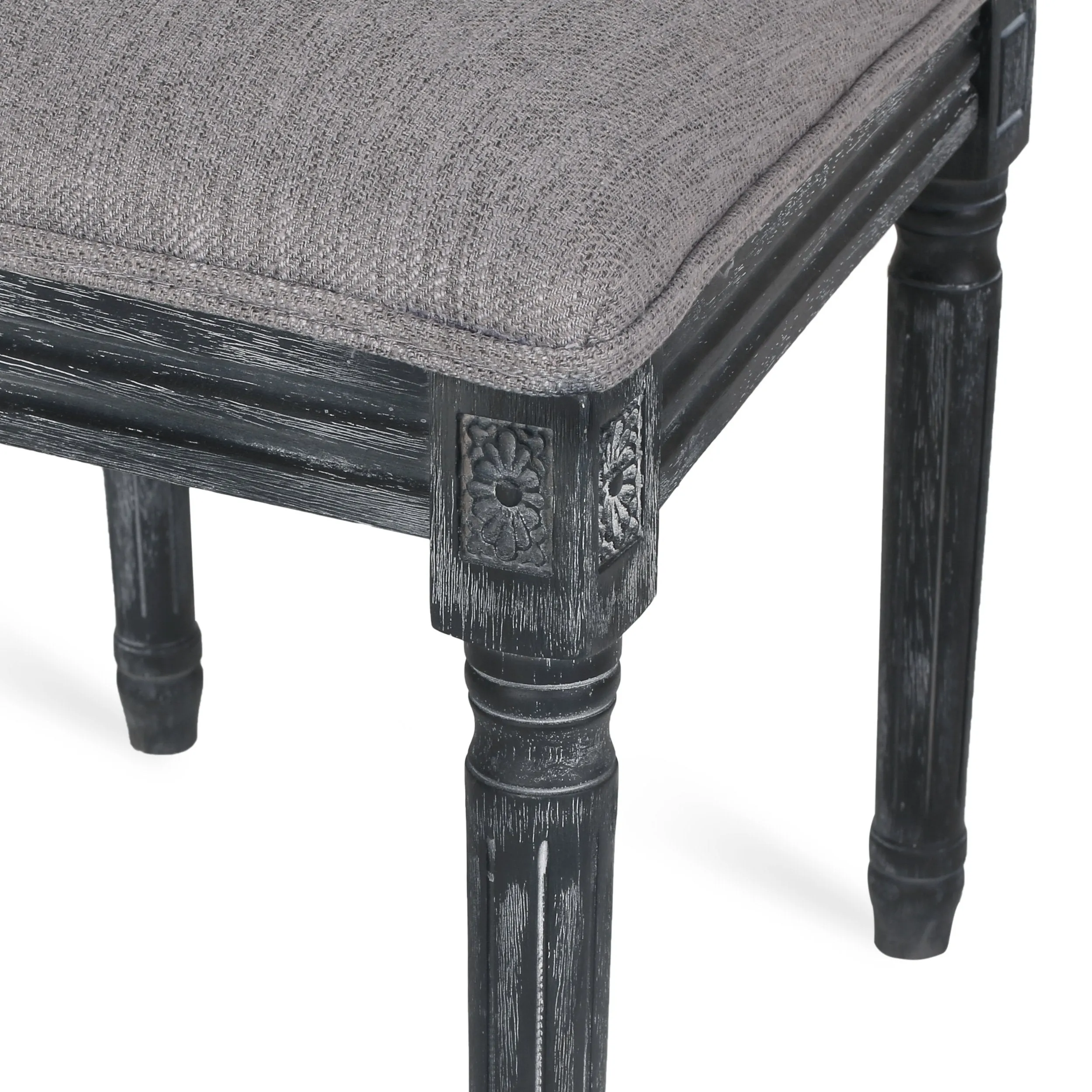 French Country Wood and Cane Upholstered Dining Chair, Set of 4 - NH494513