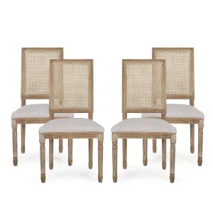 French Country Wood and Cane Upholstered Dining Chair, Set of 4 - NH494513 dining table set, 6-piece dining set