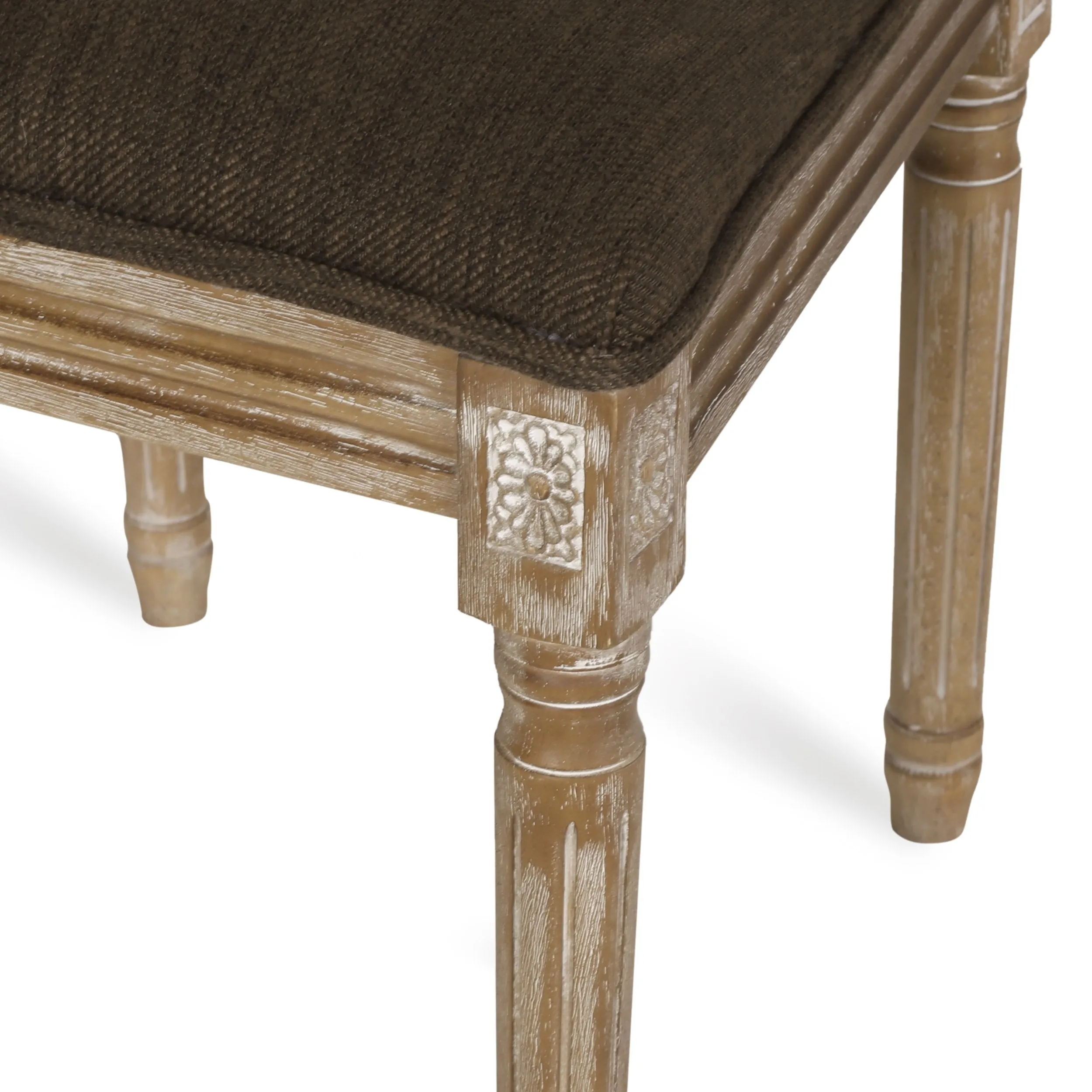 French Country Wood and Cane Upholstered Dining Chair (Set of 6) - NH794513