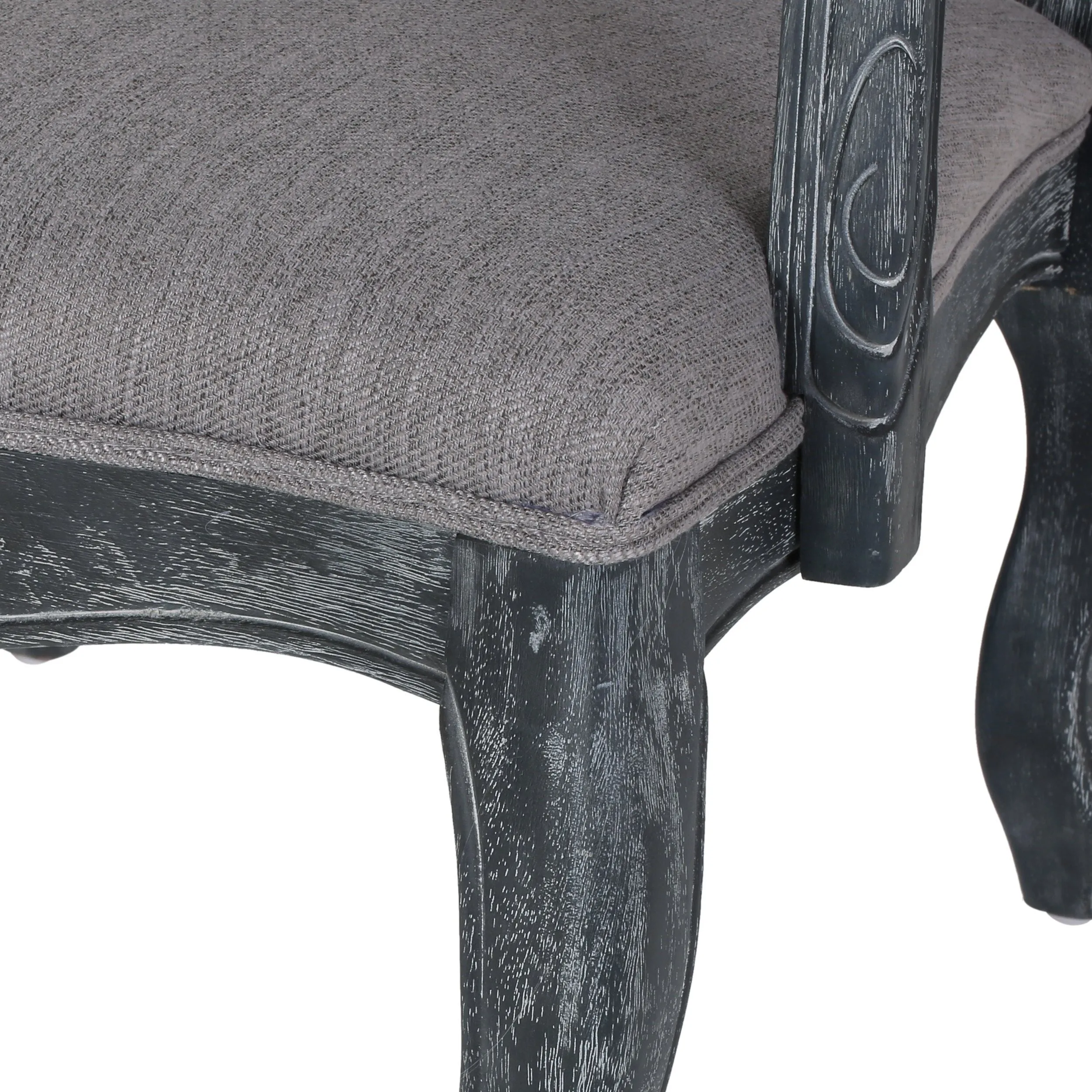 French Country Wood Upholstered Dining Armchair - NH581513