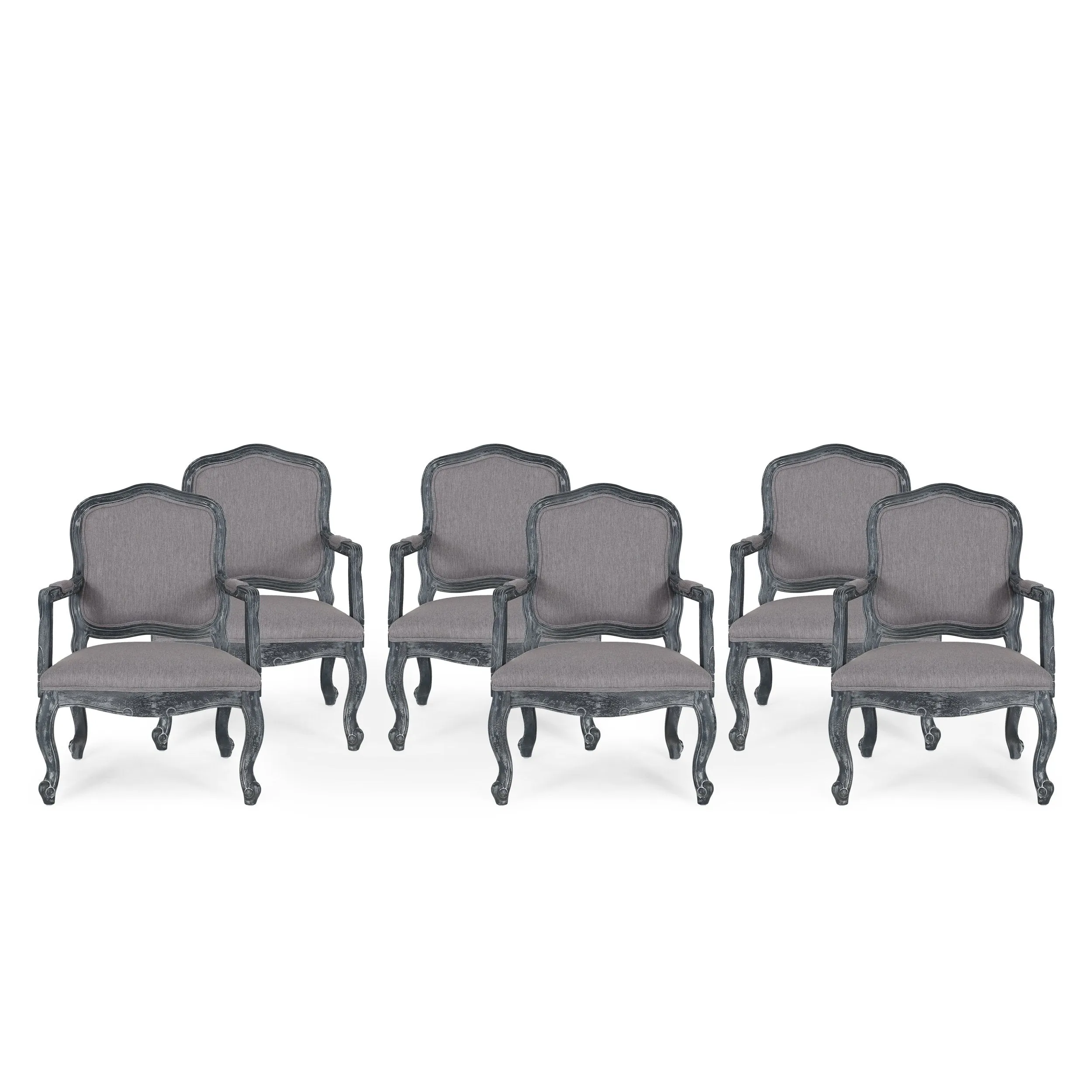 French Country Wood Upholstered Dining Armchair - NH581513
