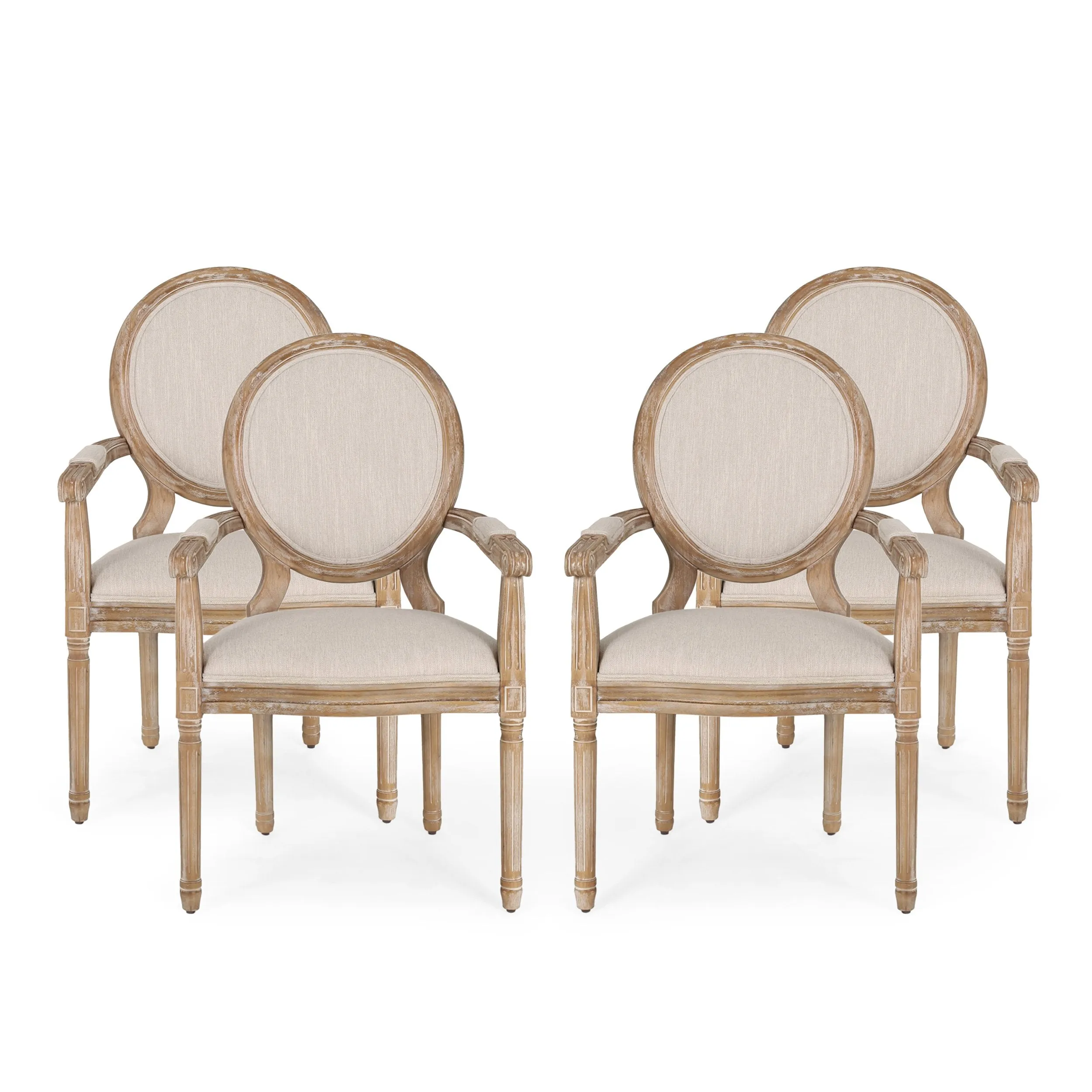 French Country Wood Upholstered Dining Chair - NH241513