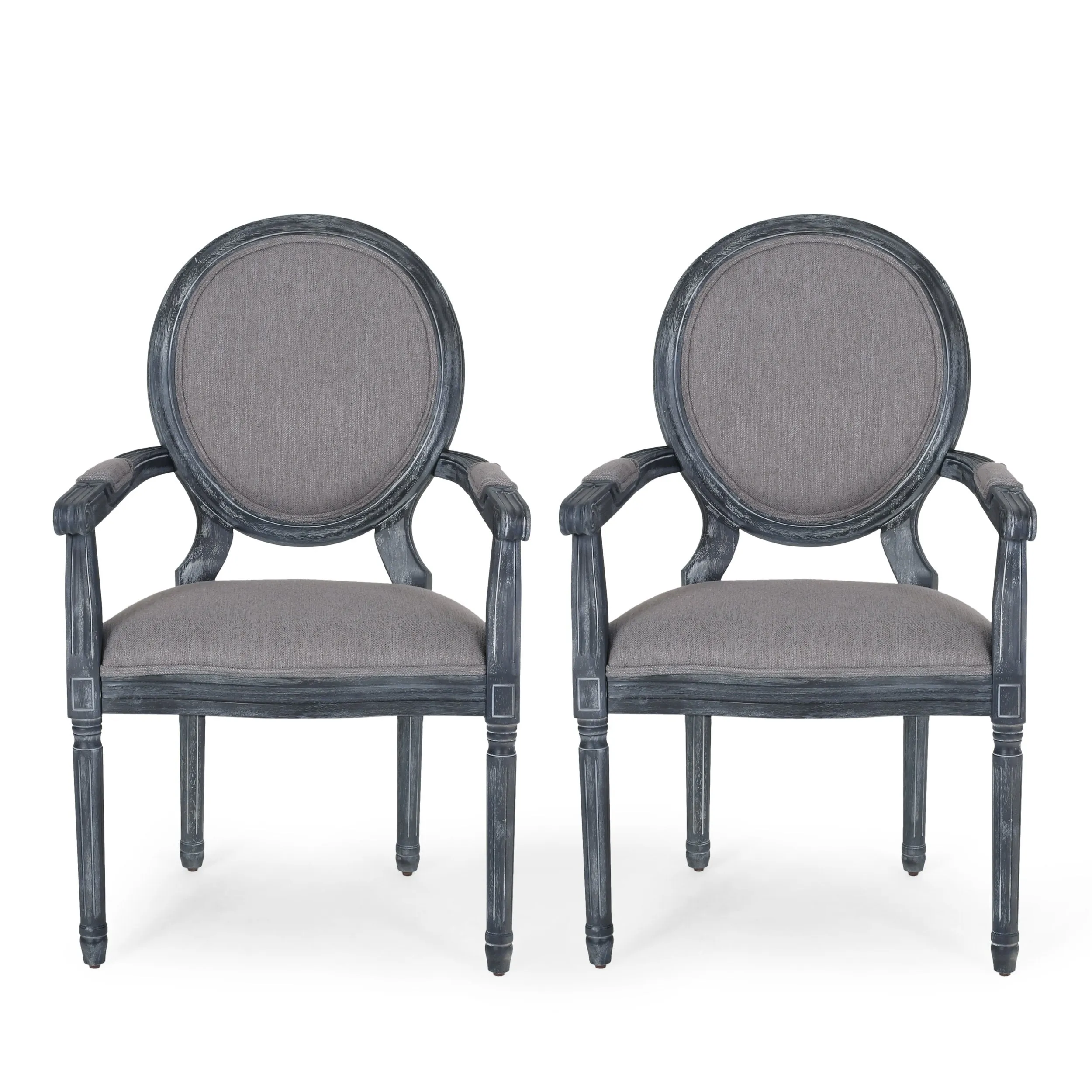 French Country Wood Upholstered Dining Chair - NH241513 dining table set, 6-piece dining set