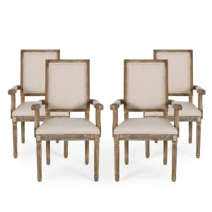 French Country Wood Upholstered Dining Chair - NH511513 dining table set, 6-piece dining set