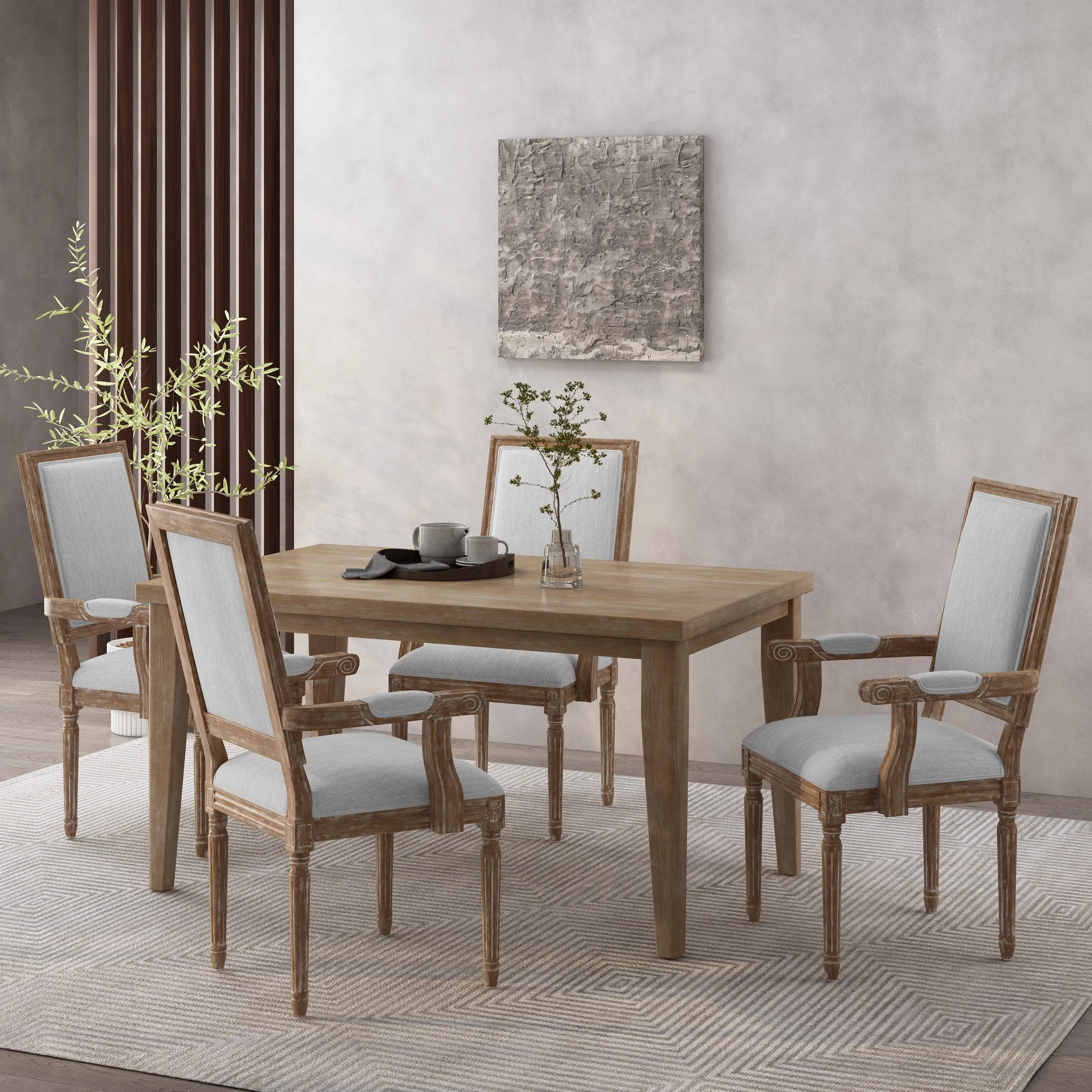 French Country Wood Upholstered Dining Chair - NH511513