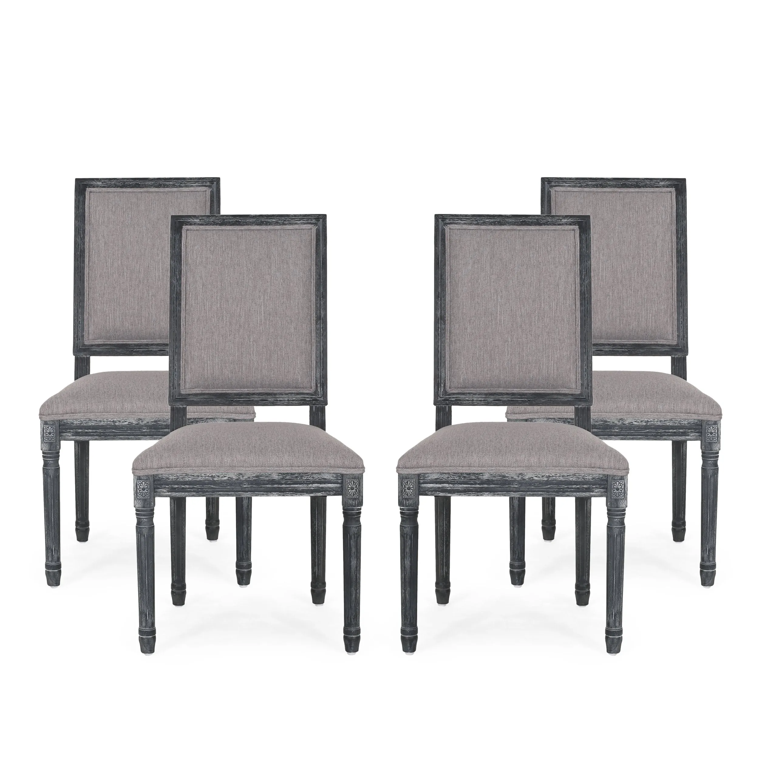 French Country Wood Upholstered Dining Chair, Set of 4 - NH355513 dining table set, 6-piece dining set
