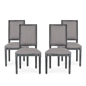 French Country Wood Upholstered Dining Chair, Set of 4 - NH355513 dining table set, 6-piece dining set