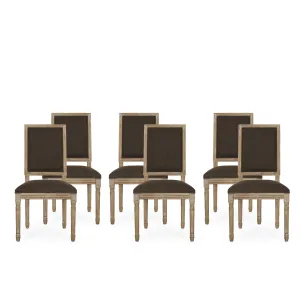 French Country Wood Upholstered Dining Chair (Set of 6) - NH955513 dining table set, 6-piece dining set