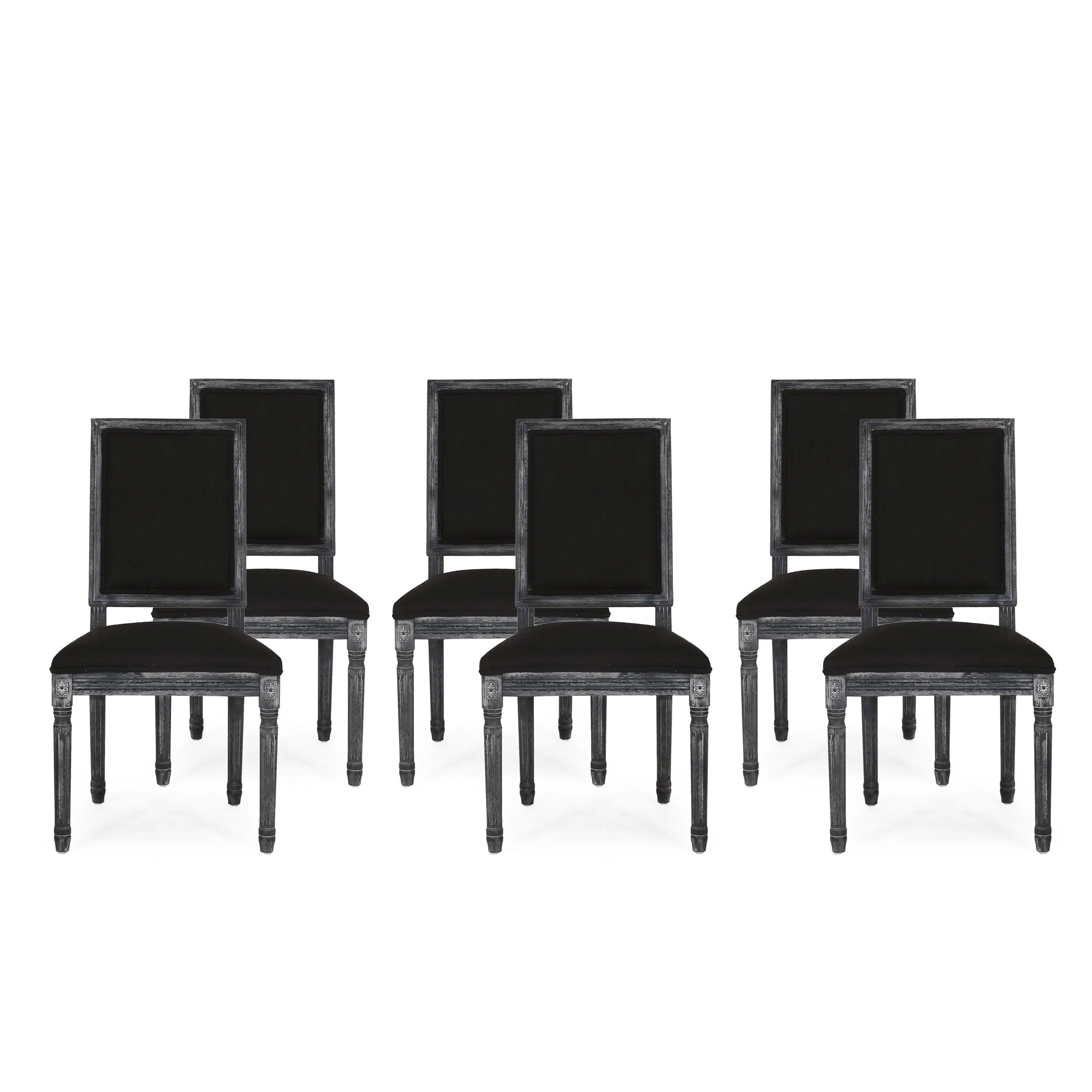 French Country Wood Upholstered Dining Chair (Set of 6) - NH955513
