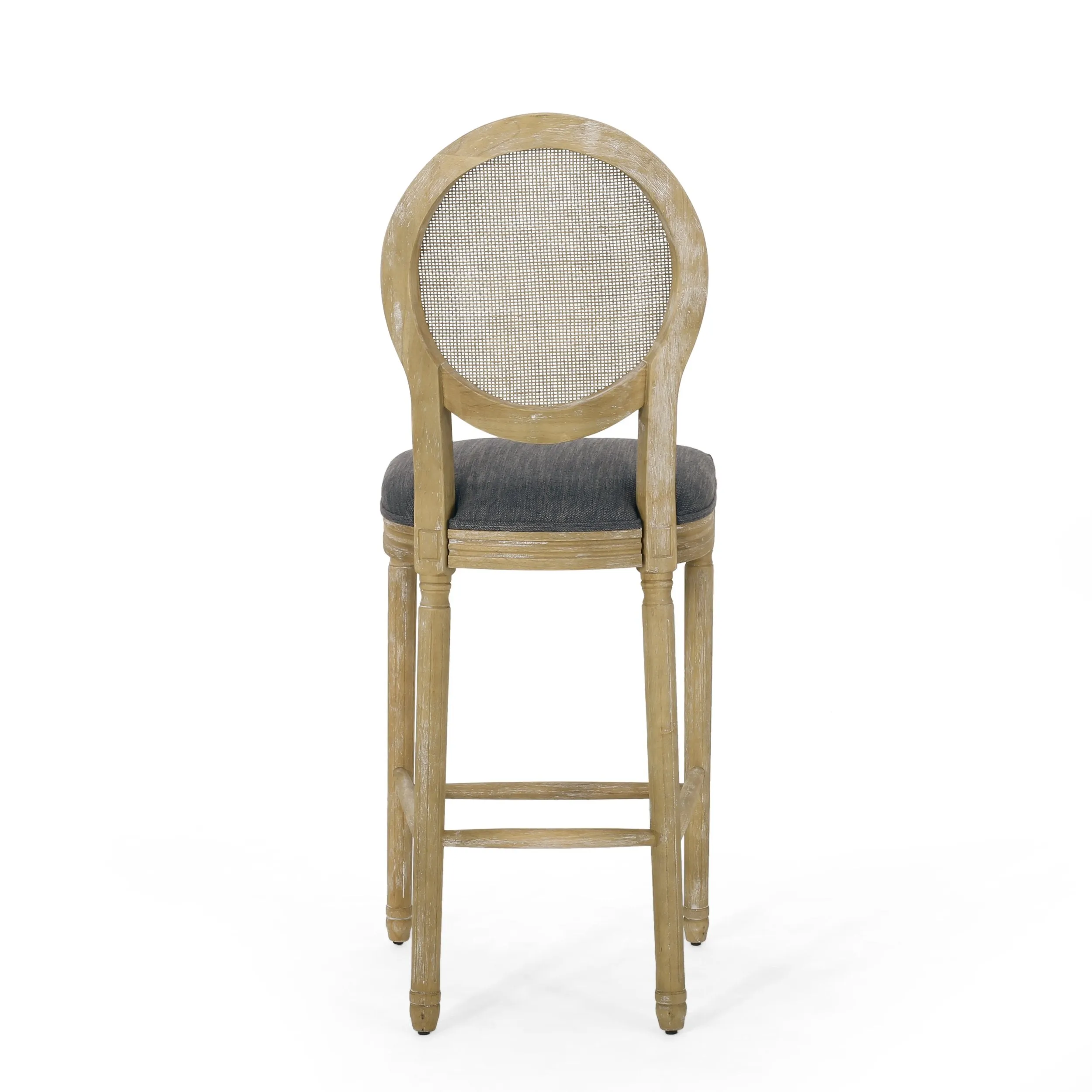 French Country Wooden Barstools with Upholstered Seating (Set of 2) - NH545313