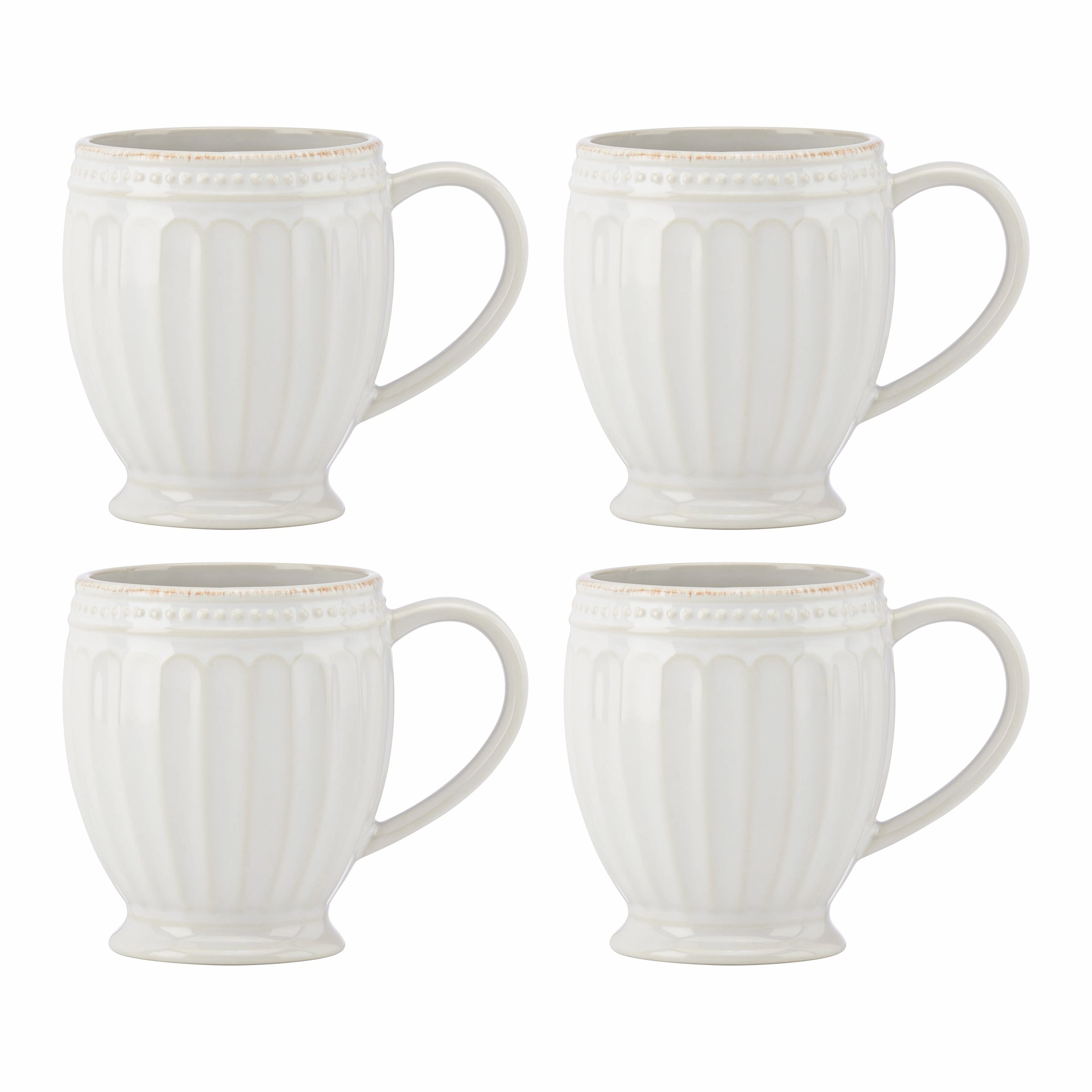 French Perle Groove Mugs - Set of 4