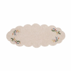 French Perle Holly Embroidered 14X31 Centerpiece