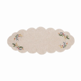 French Perle Holly Embroidered 14X31 Centerpiece