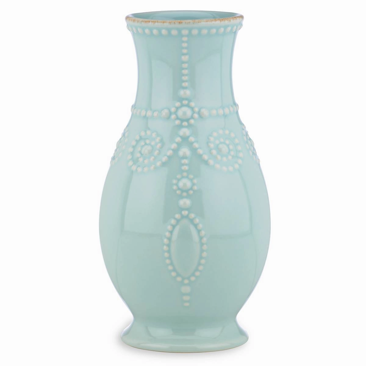 French Perle Ice Blue Fluted Vase