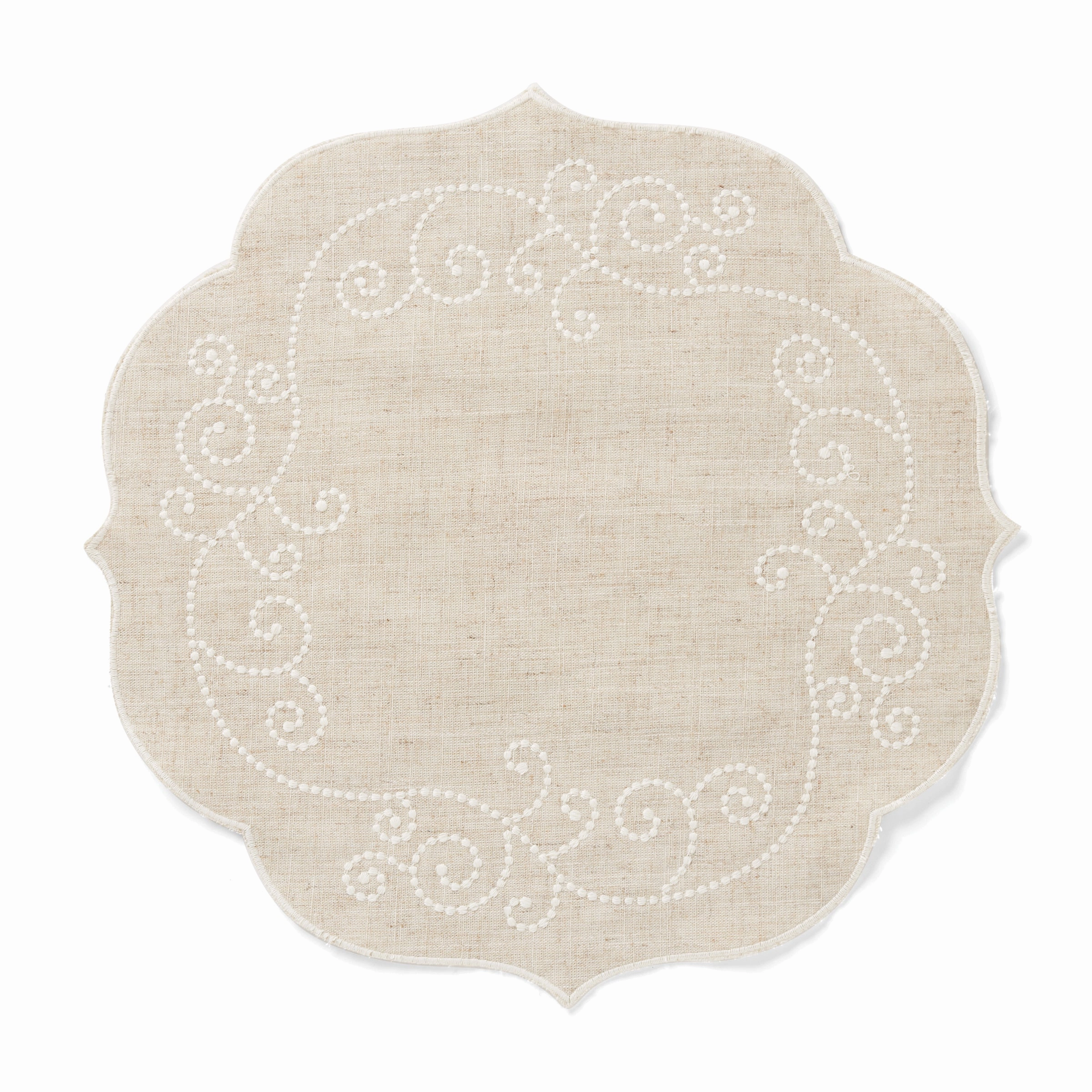 French Perle Linen Round Placemat