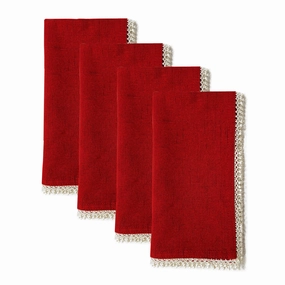 French Perle Red Dinner Napkins - Set Of 4