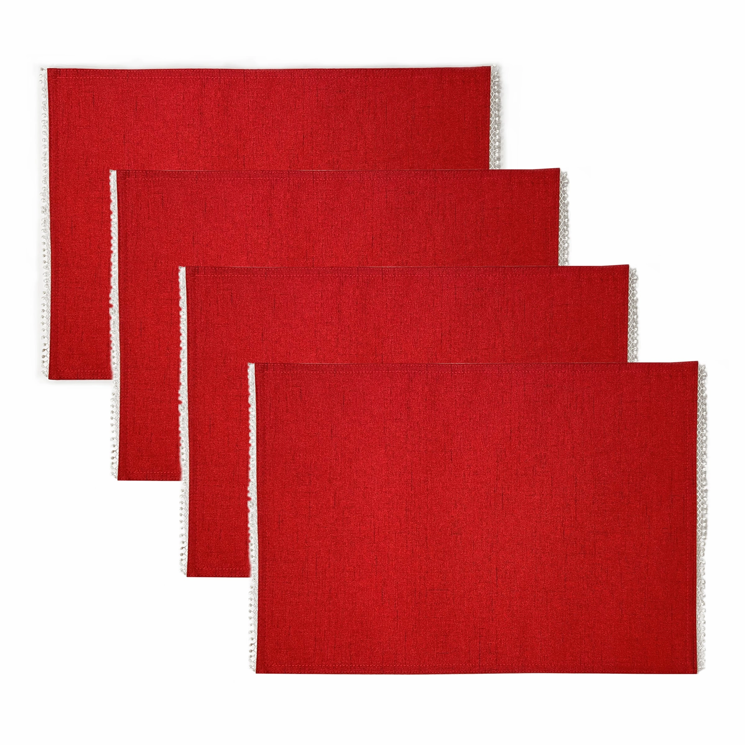 French Perle Red Placemats - Set Of 4