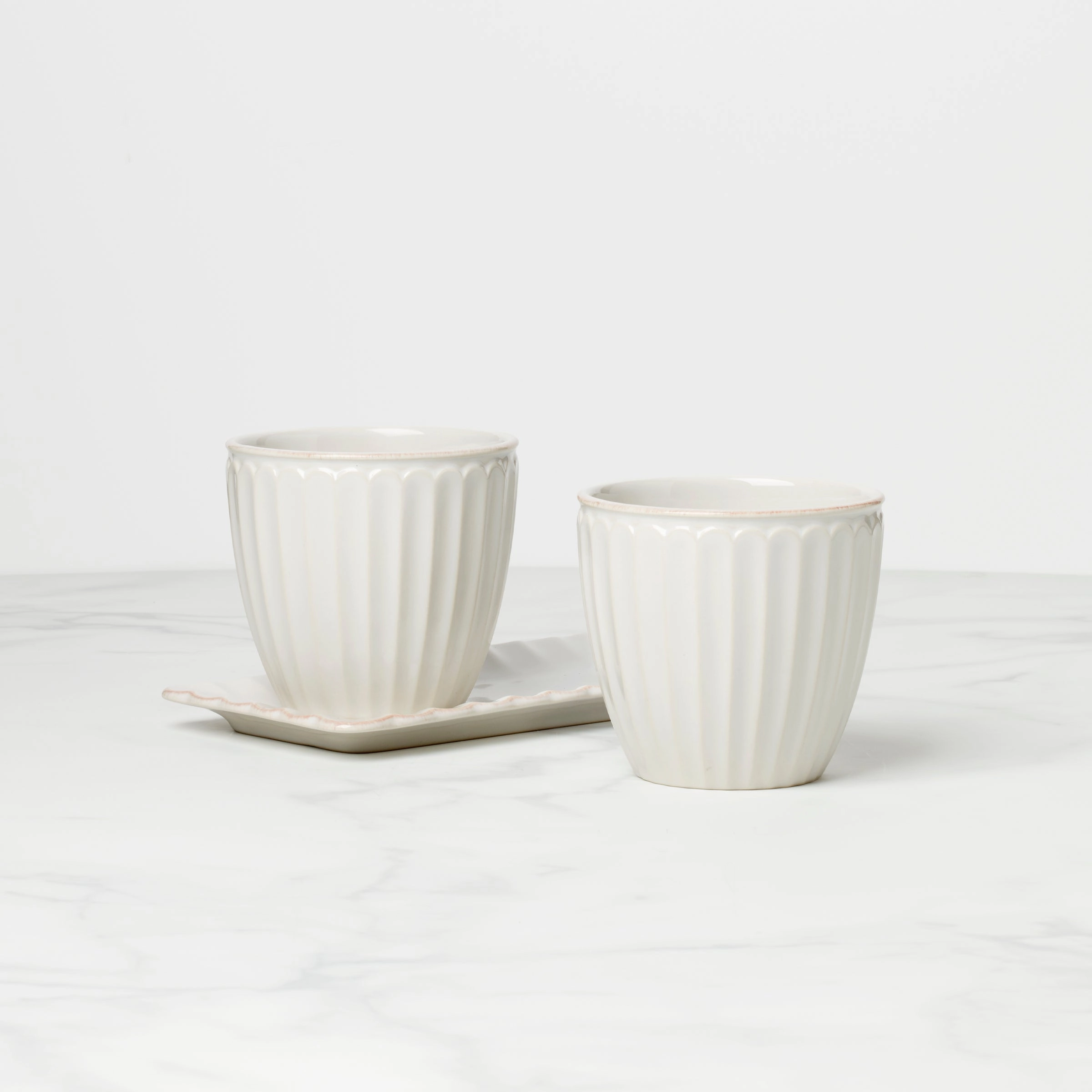 French Perle Scallop 3-Piece Herb Pot Set