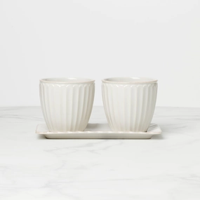 French Perle Scallop 3-Piece Herb Pot Set