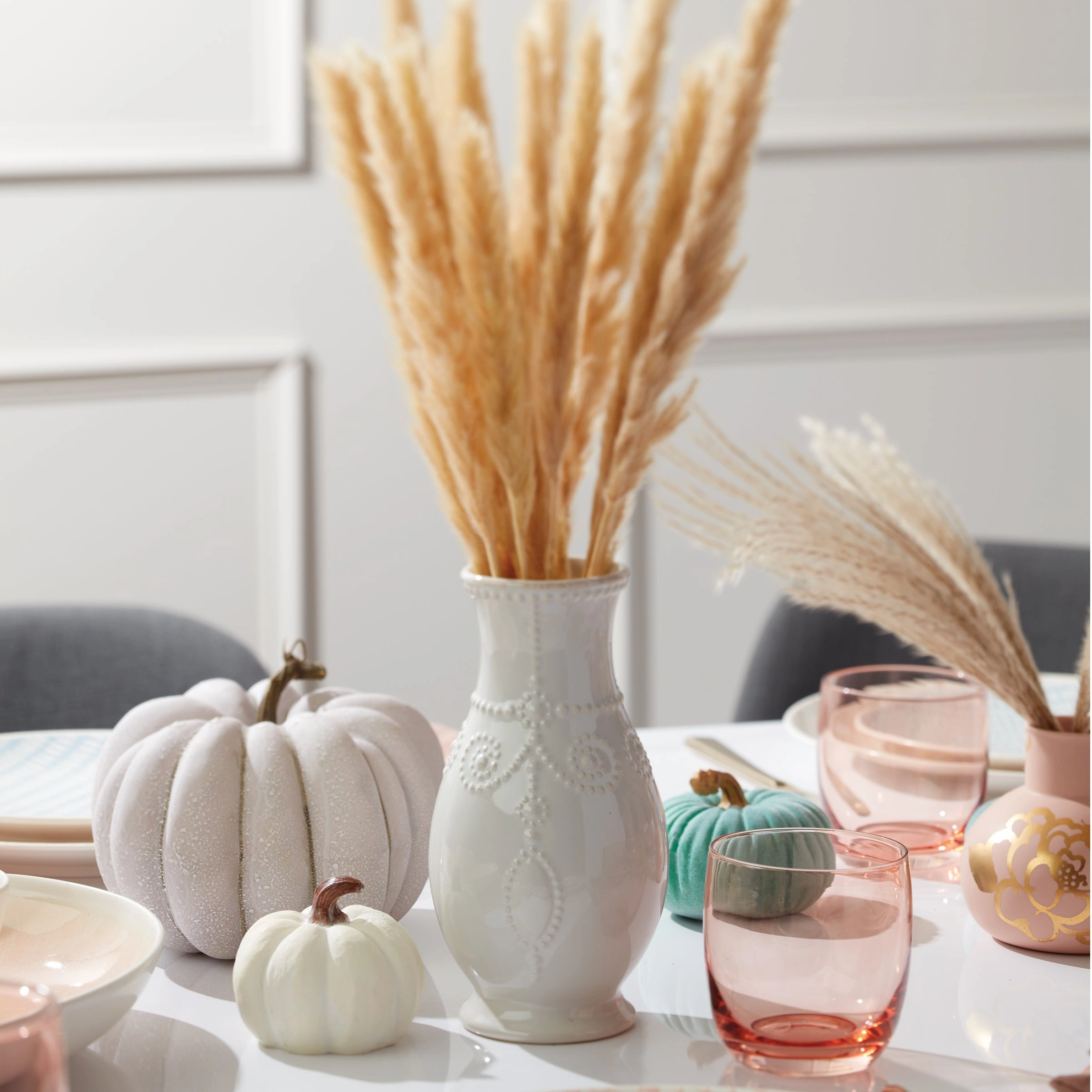 French Perle White Fluted Vase