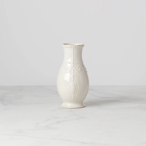 French Perle White Fluted Vase