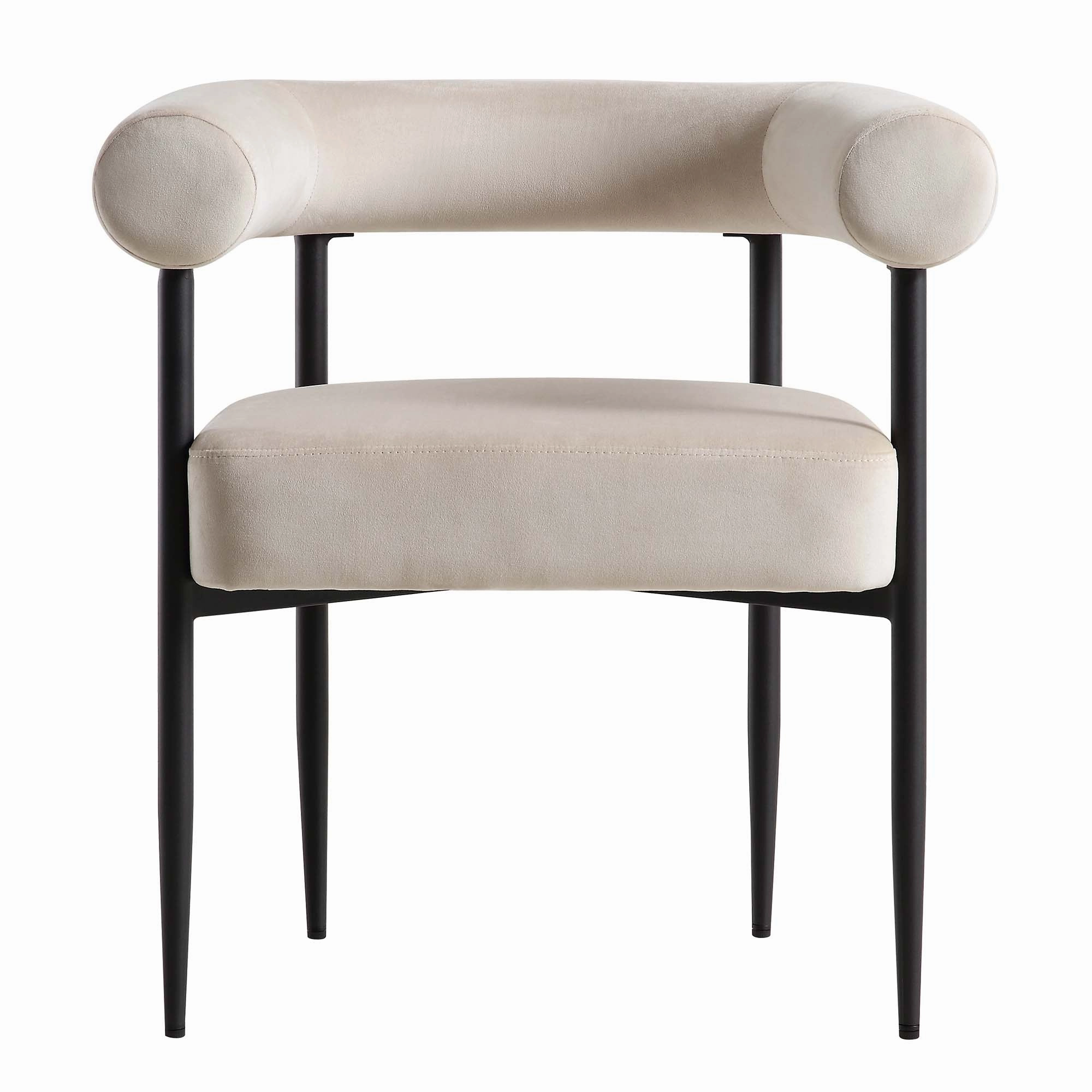 Fulbourn Champagne Velvet Dining Chair with Black Legs