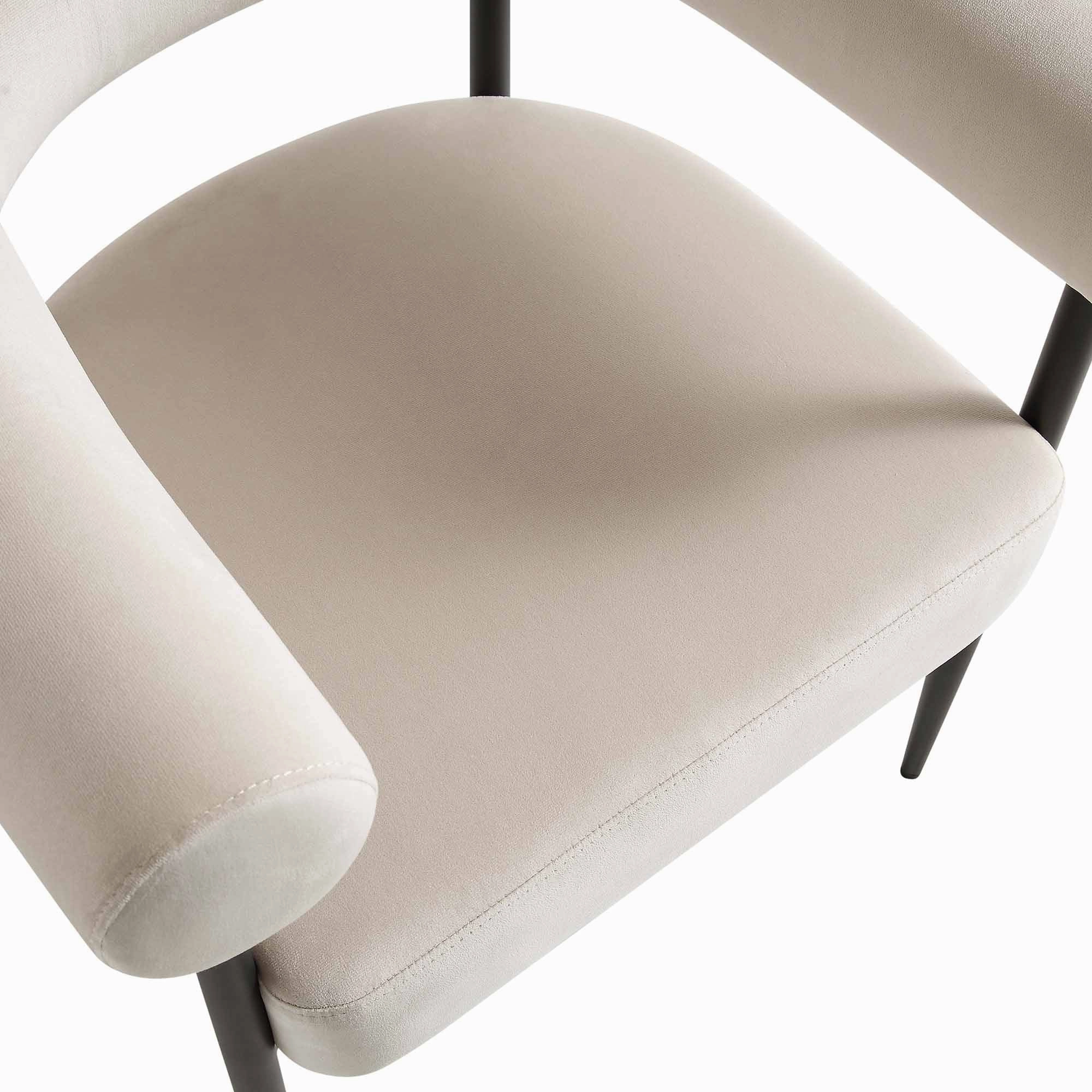 Fulbourn Champagne Velvet Dining Chair with Black Legs