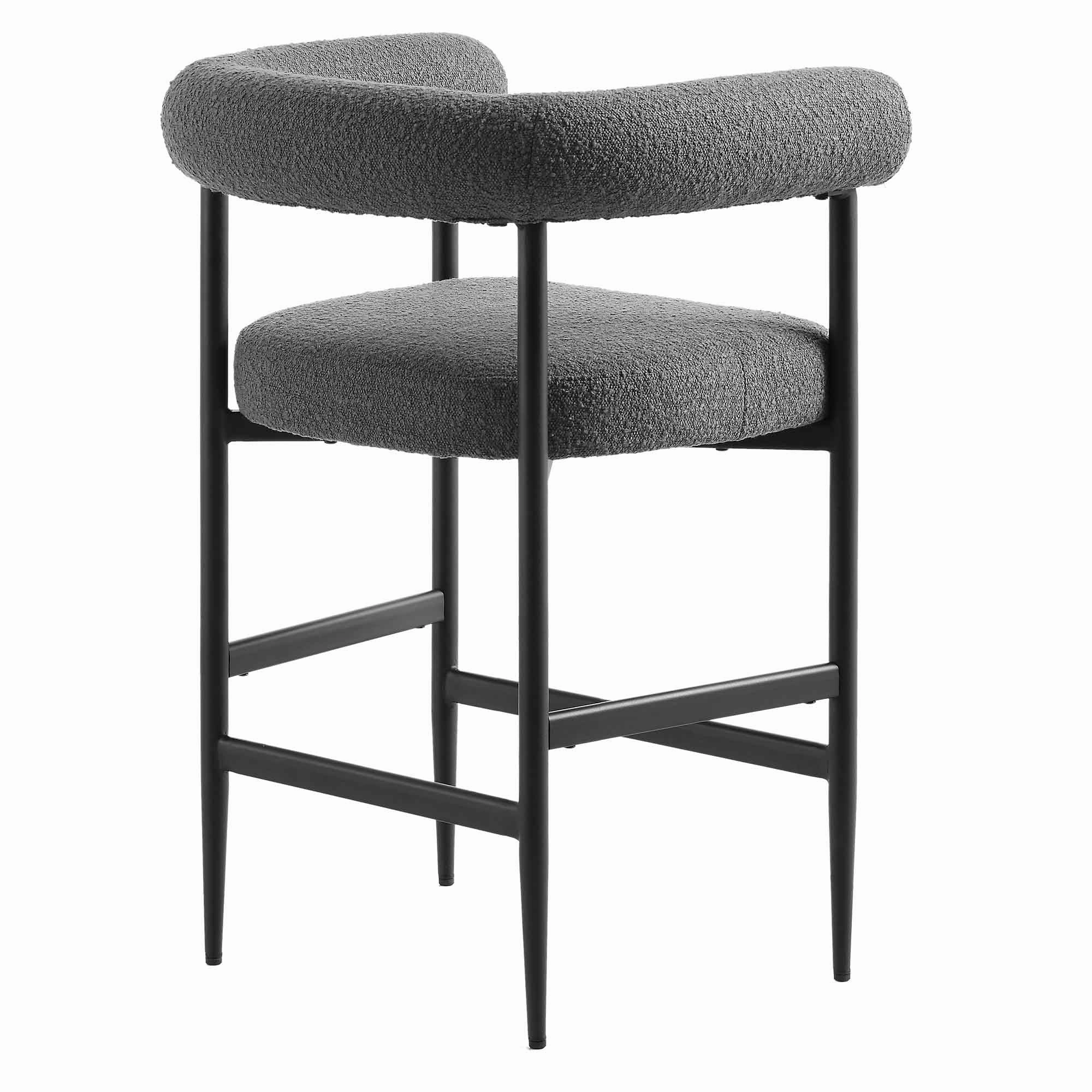 Fulbourn Charcoal Boucle Counter Stool with Black Metal Legs