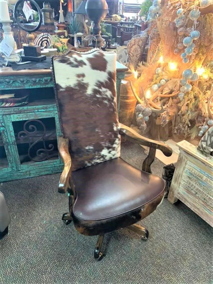 Full Back Tri Color Cowhide Office Chair