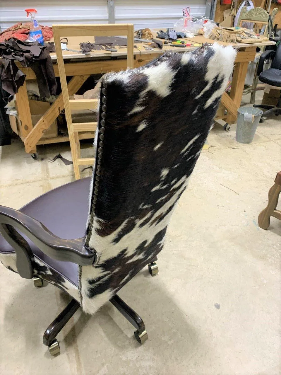 Full Back Tri Color Cowhide Office Chair