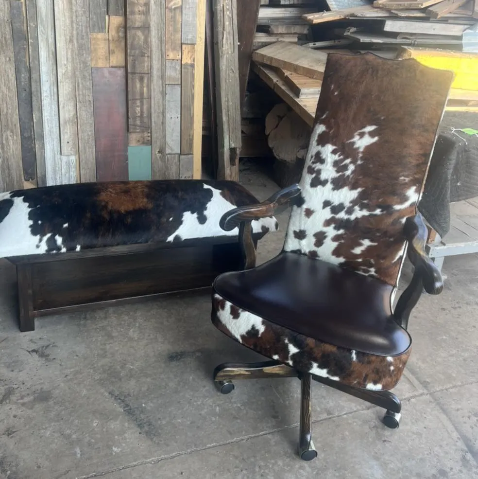 Full Back Tri Color Cowhide Office Chair