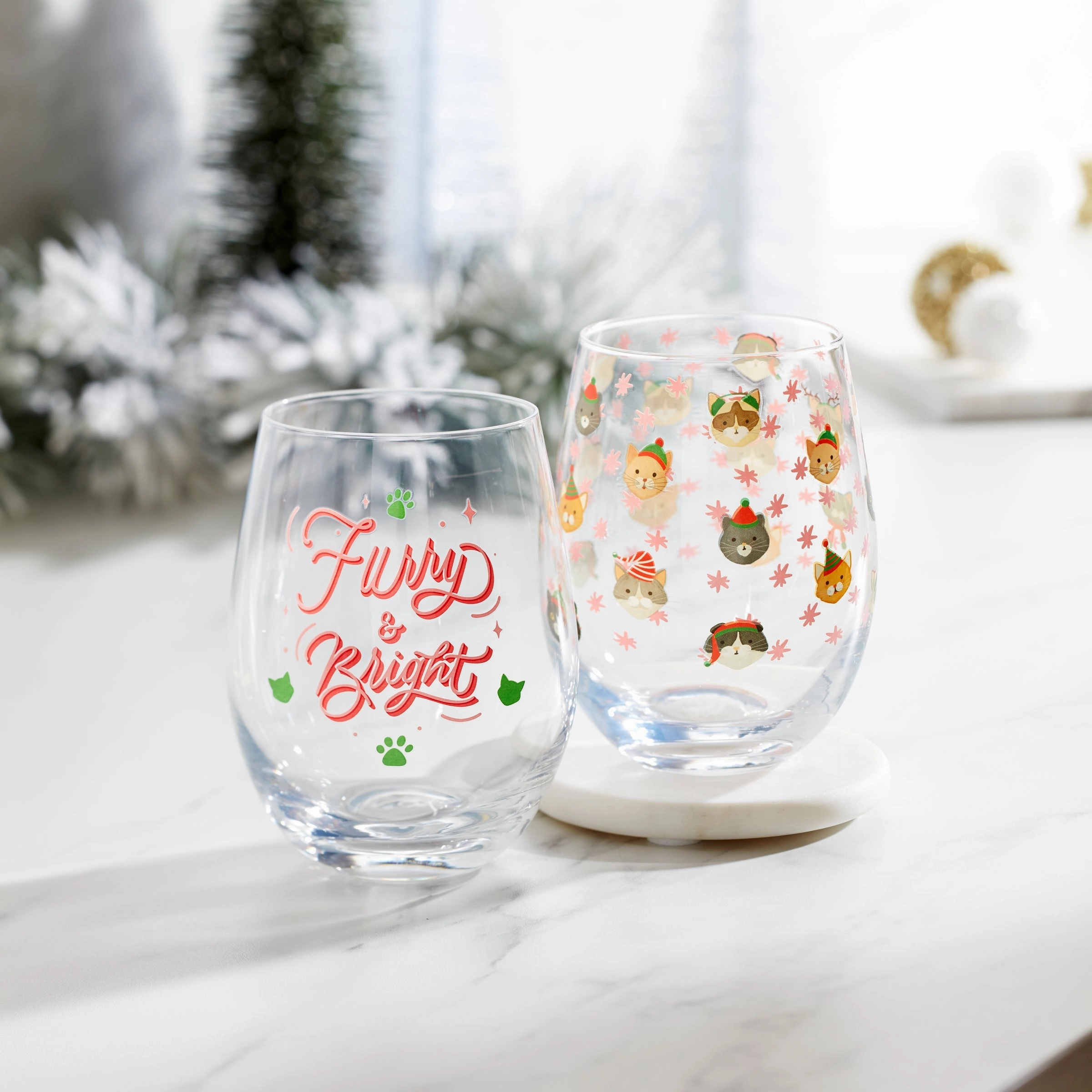 Furry & Bright Wine Glasses - Set Of 2