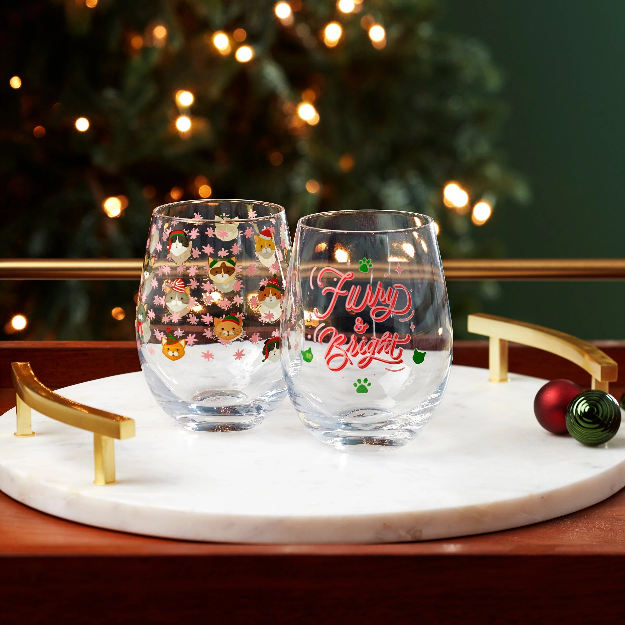 Furry & Bright Wine Glasses - Set Of 2