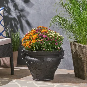 Garden Urn Planter Pot, Round, Roman, Botanical, Lightweight Concrete - NH424703 patio chairs, outdoor seating