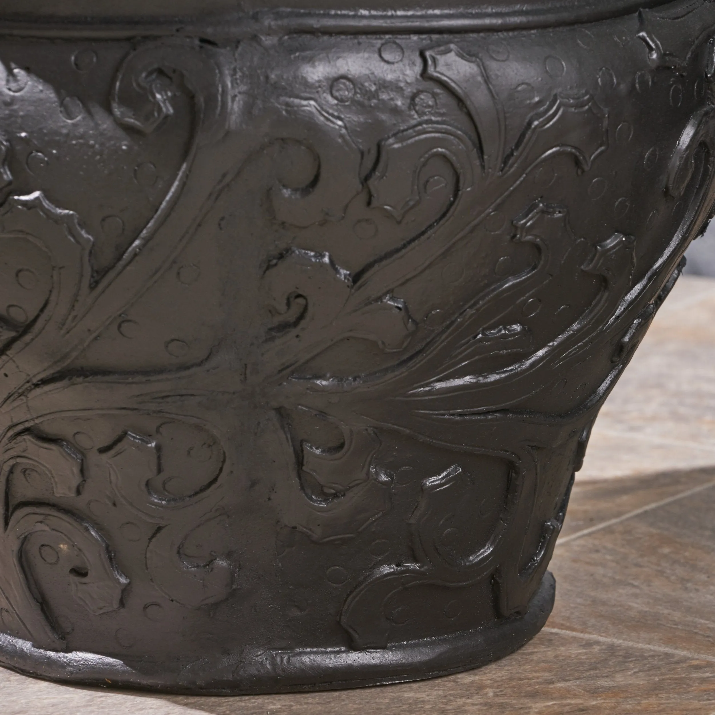 Garden Urn Planter Pot, Round, Roman, Botanical, Lightweight Concrete - NH424703