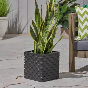 Garden Urn Planter, Square, Riveted, Lightweight Concrete - NH224703 patio chairs, outdoor seating