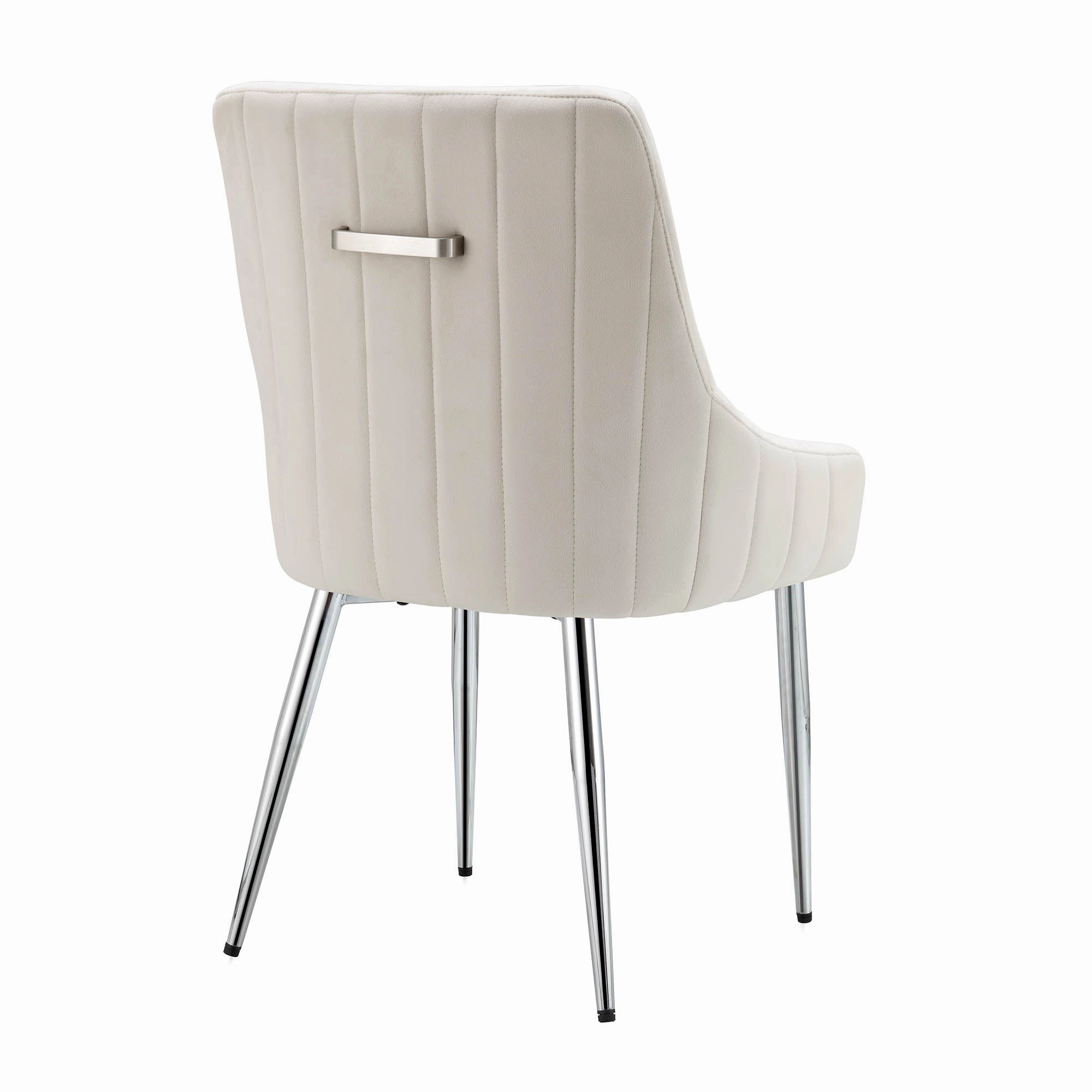 Garnet Set of 2 Champagne Velvet Upholstered Dining Chairs with Back Handle