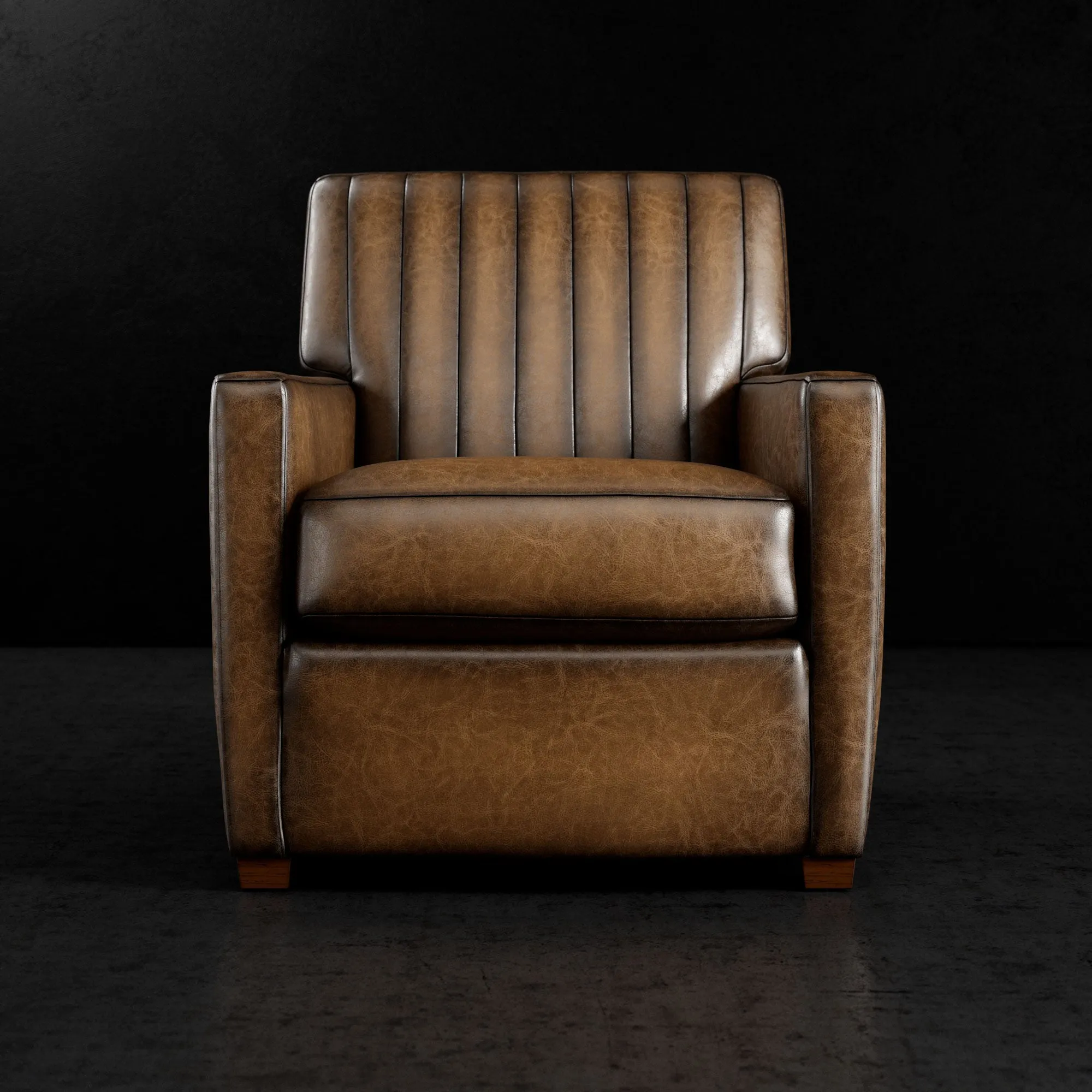 Genuine Leather Channel-Stitched Chair - Classic Western Luxury