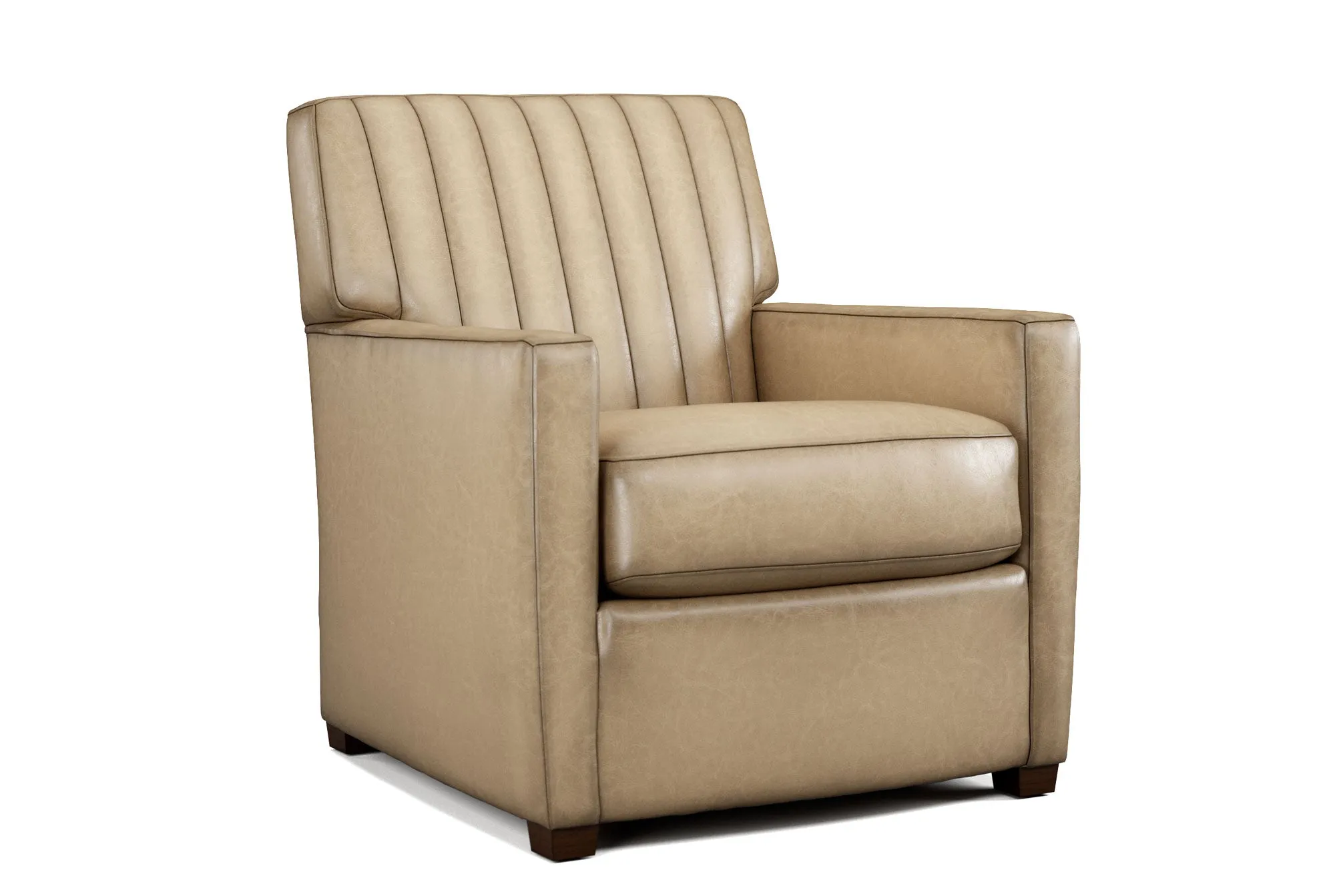 Genuine Leather Channel-Stitched Chair - Classic Western Luxury