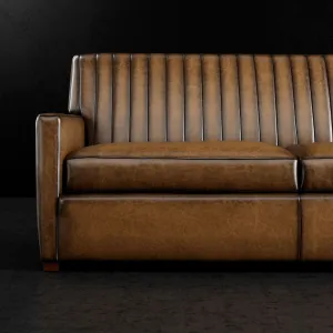 Genuine Leather Channel-Stitched Sofa - Classic Western Luxury vanity mirror, wall mirror