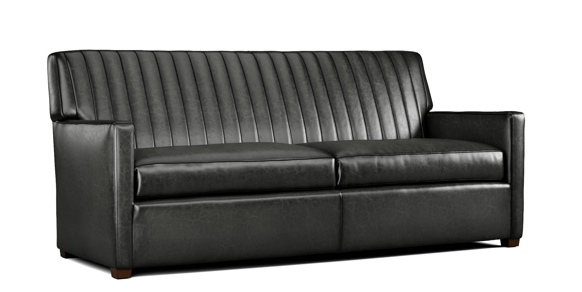 Genuine Leather Channel-Stitched Sofa - Classic Western Luxury