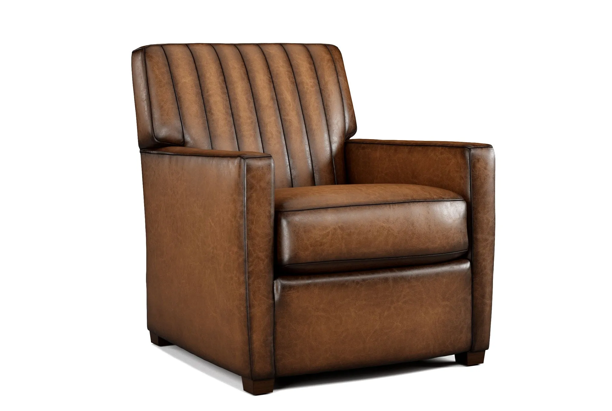 Genuine Leather Channel-Stitched Sofa - Classic Western Luxury