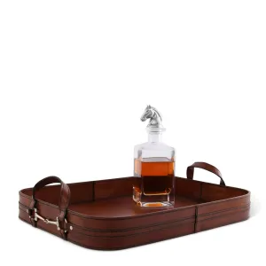 Genuine Leather Snaffle Bit Serving Tray  Perfect for Entertaining shower curtain, waterproof liner